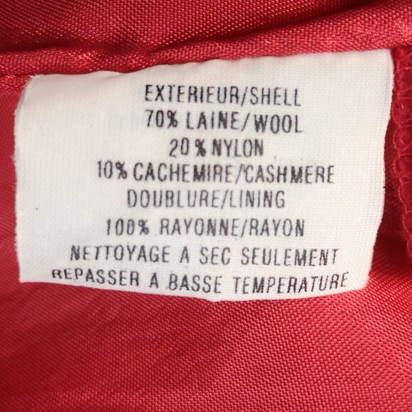 Hechter Ladies Size 14 Red Lined Wool/Cashmere Blend Button Front Pea Coat - Picture 5 of 9